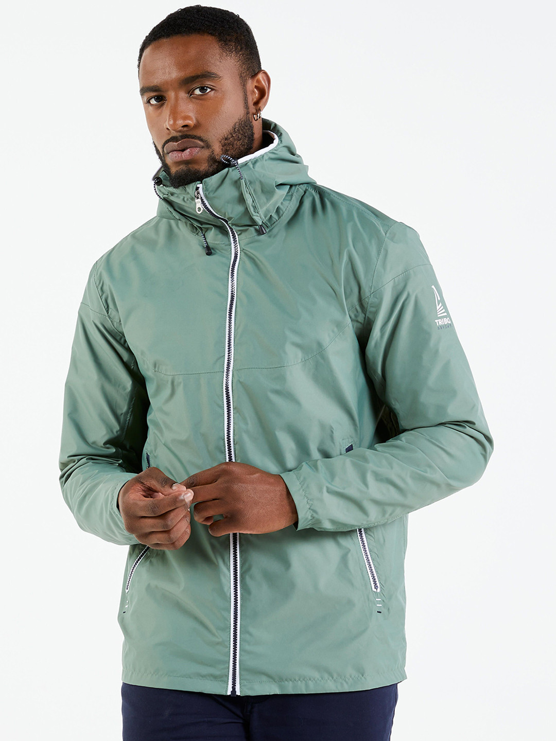 Decathlon Tribord Men Green Full-zip Hooded Waterproof Sailing Jacket