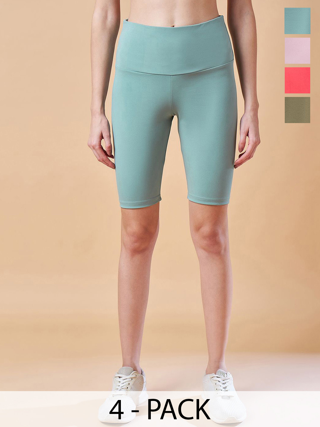 COLOR CAPITAL Pack Of 4Women Above Knee Gym Tights