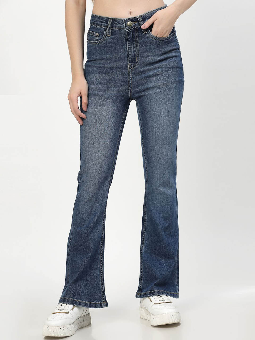 COSMIC TRIO Women Bootcut Light Fade Stretchable Jeans