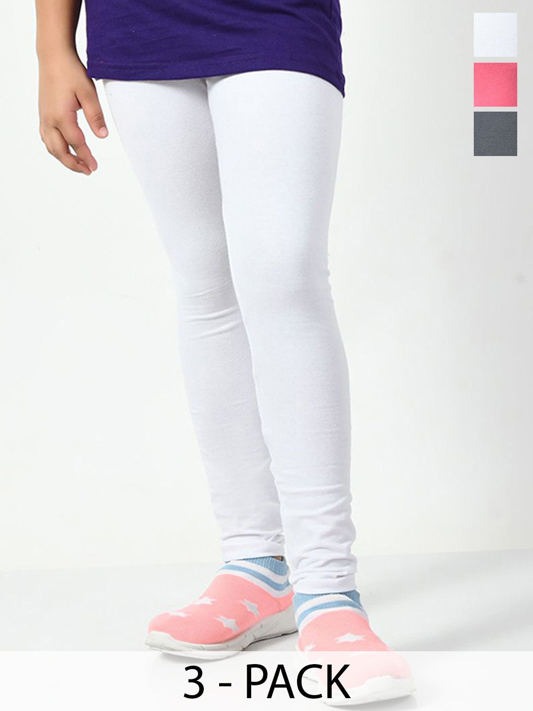 KAYU Girls Pack Of 3 Ankle-Length Lenggings