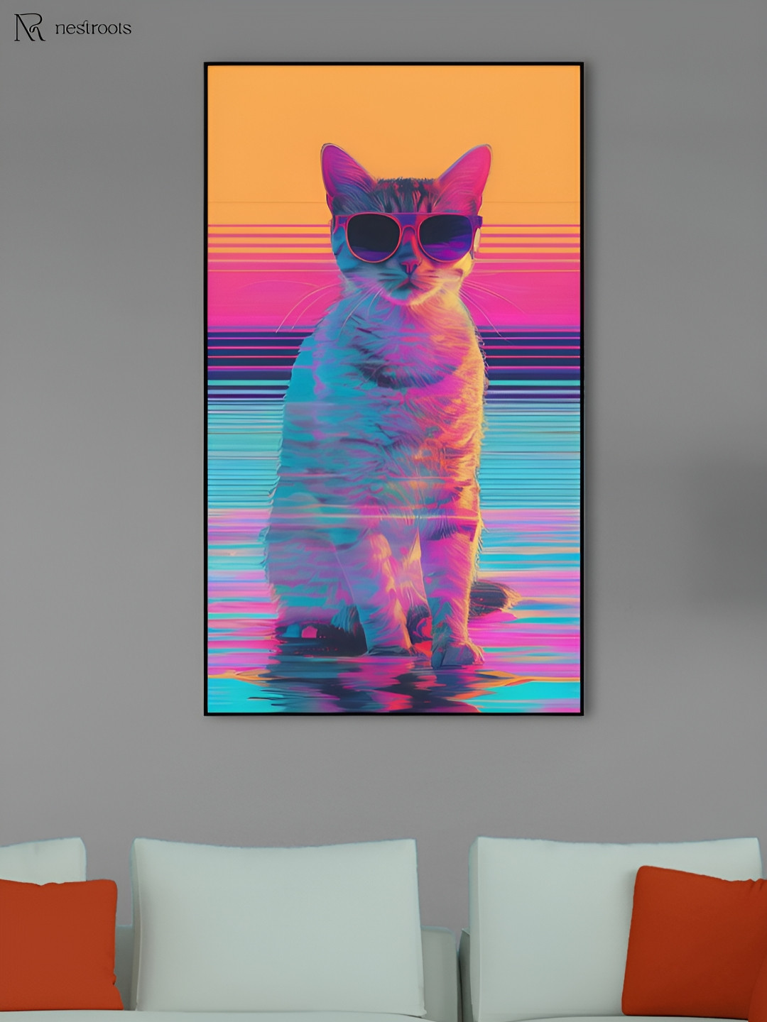 nestroots Cool Cat Canvas Wall Rectangle Paintings Wall Art - 24 x 36 In