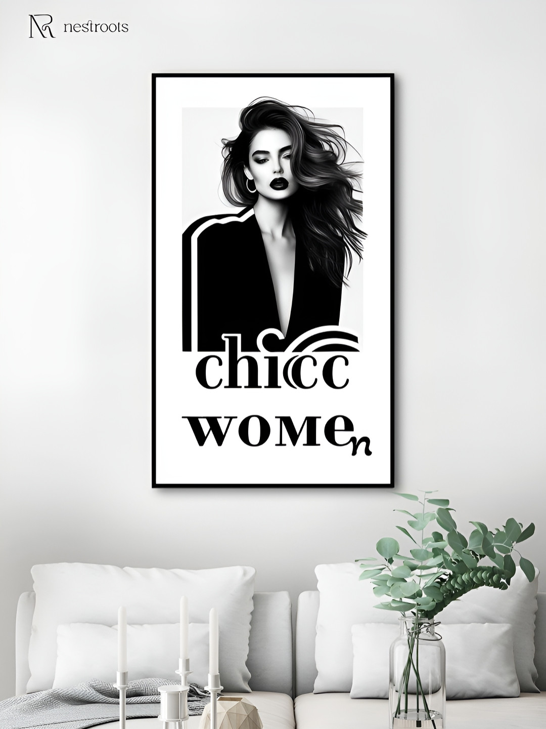 nestroots Black Canvas Wall Living Room Rectangle Paintings Wall Art -36.22 x 24.02In