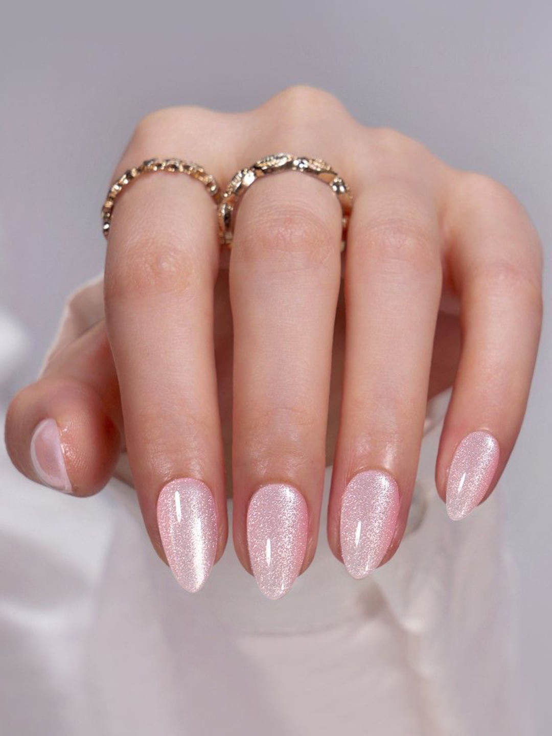 Pep Nails Pink Glitter Cat Eye Soft Gel Press On Nails - 30 Pcs