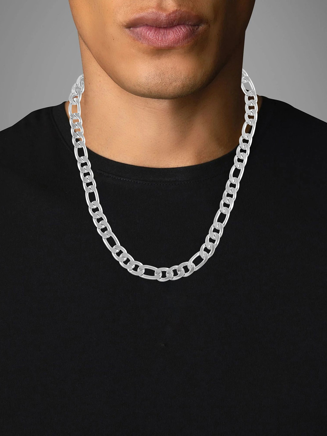 MEMOIR Men Silver-Plated Stainless Steel Rolo Chain
