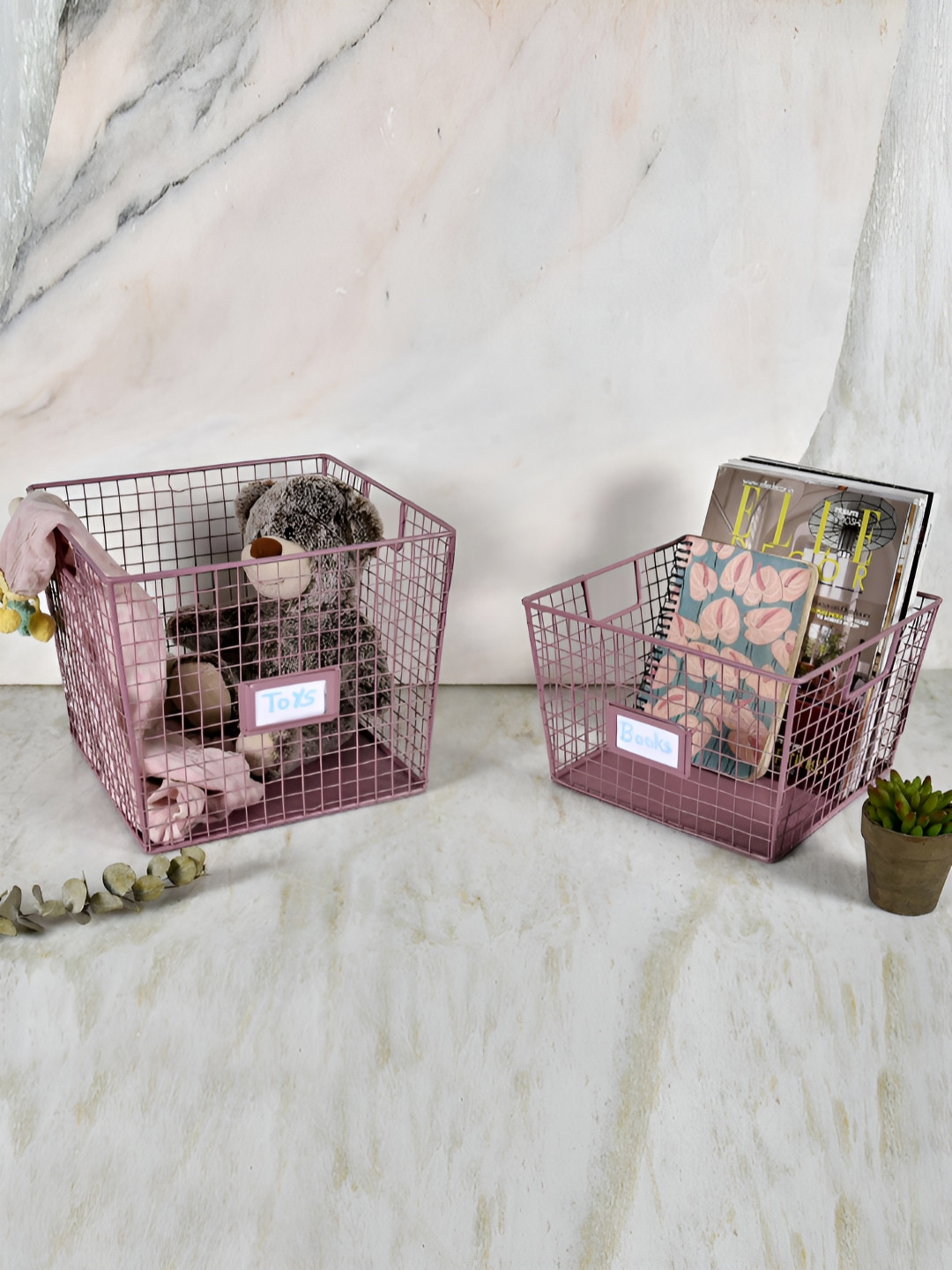 Living With Elan Mauve 2 Pieces Square Fruit & Vegetable Baskets