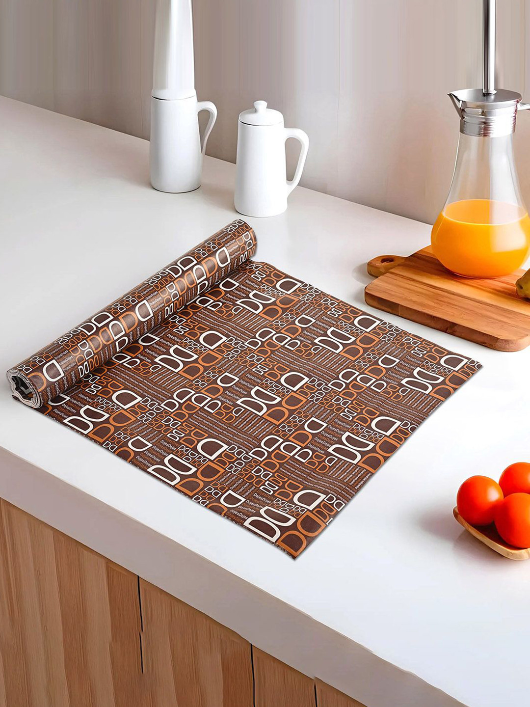 Kuber Industries Brown D Printed Shelf Liner