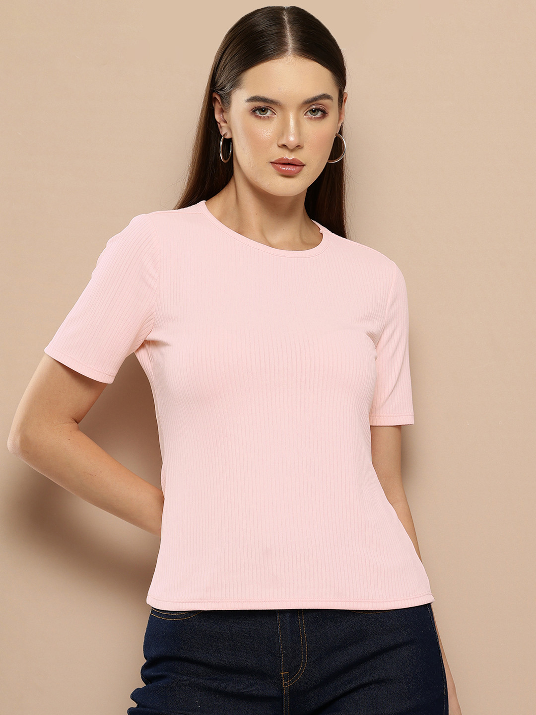 Chemistry Ribbed Round Neck T-shirt