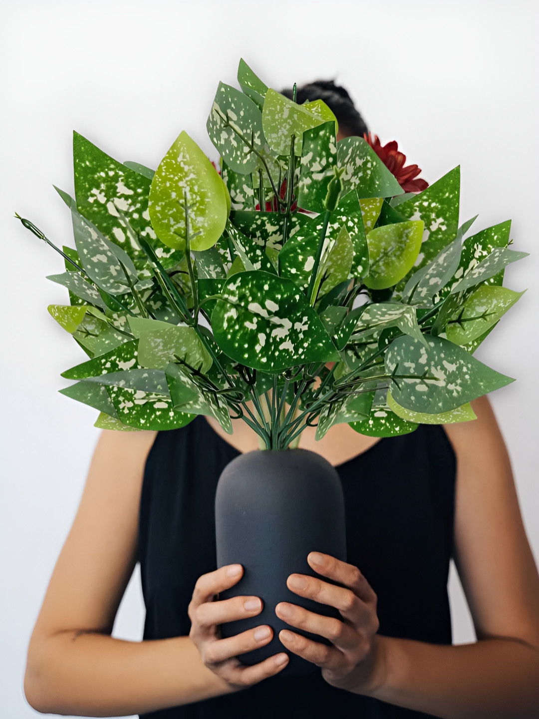 ARTSY Off White & Green 2 Pieces Non-Hanging Calathea Artificial Plant Without Pot