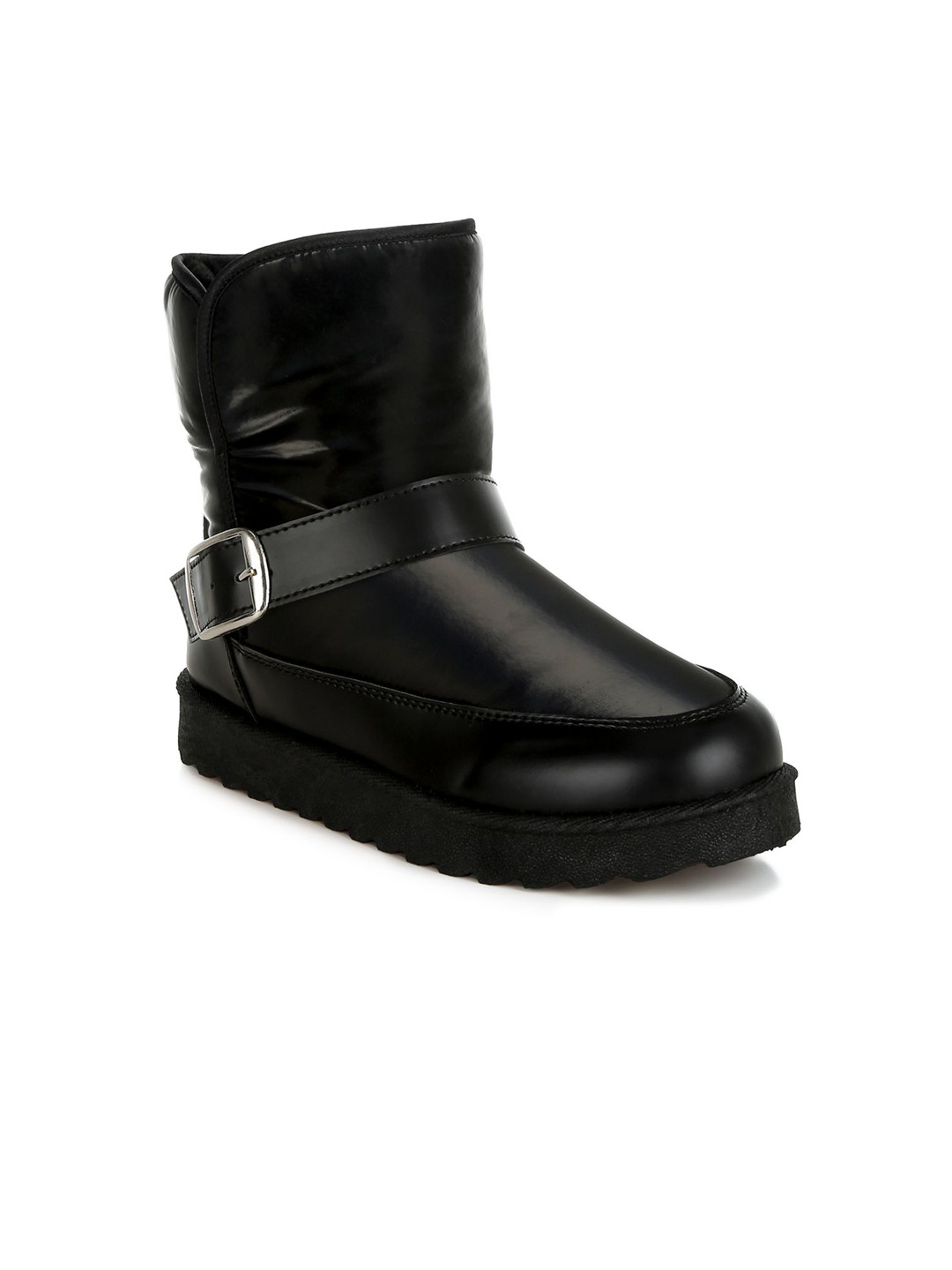 London Rag Women Flatform Heeled Buckle Strap Puffy Chunky Boots