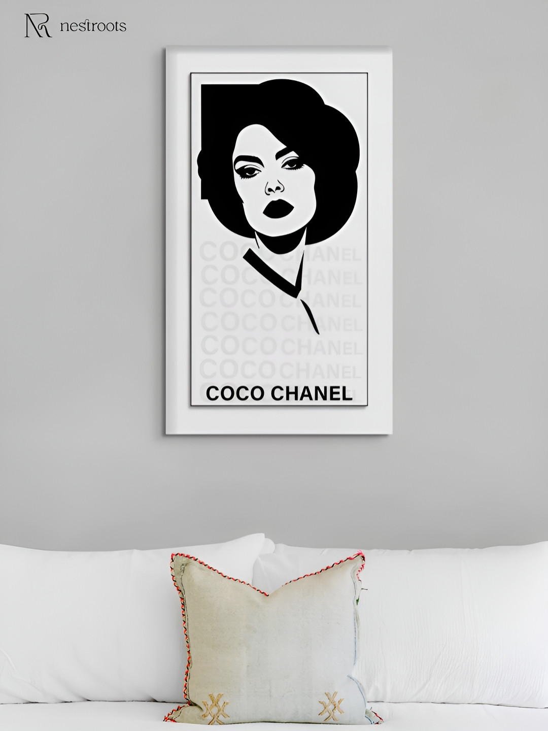 nestroots Chanel Face Canvas Wall Rectangle Paintings Wall Art - 48 x 24 In
