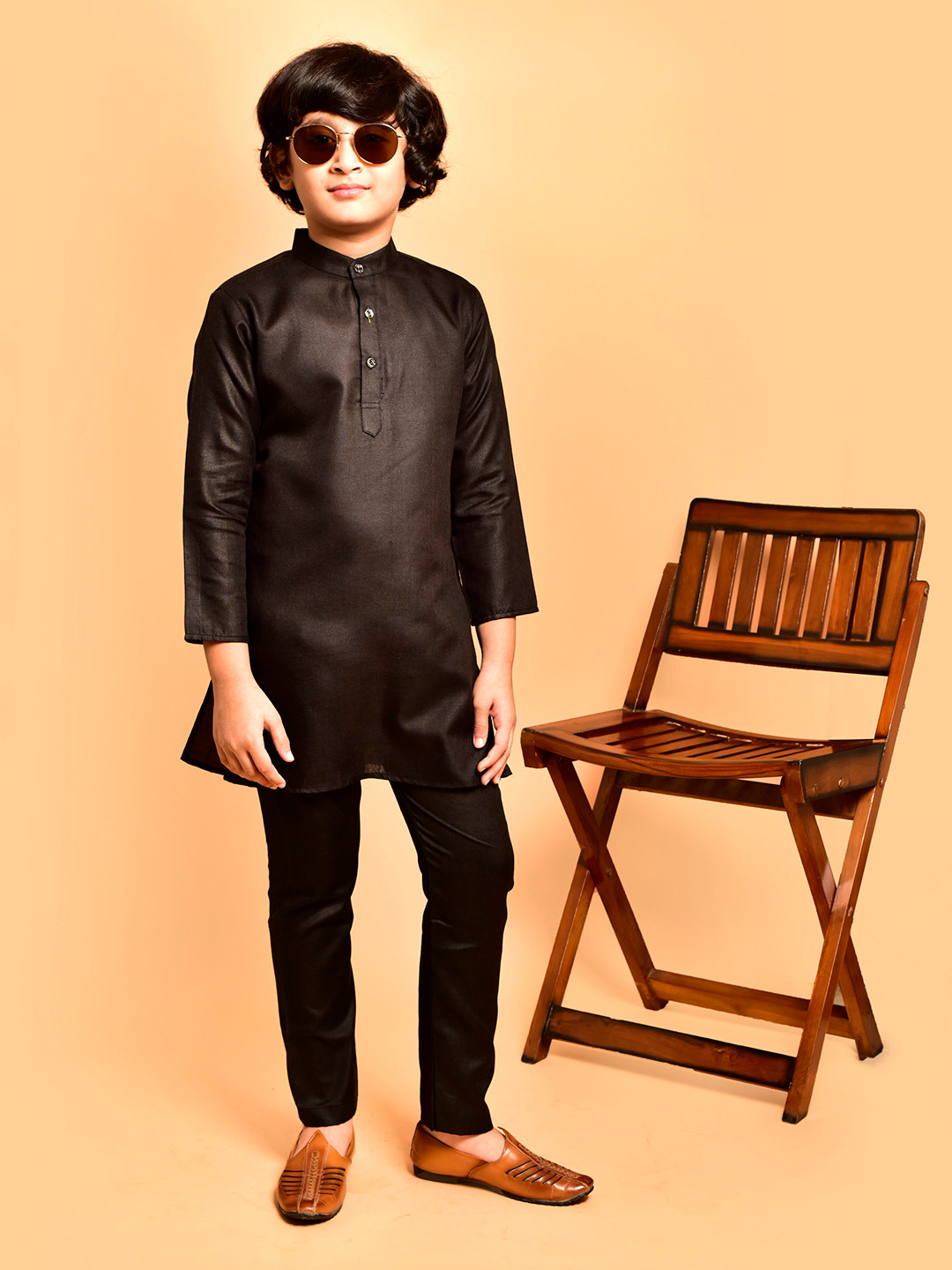 PRINTCULTR Boys Mandarin Collar Straigh Kurta with Trouser