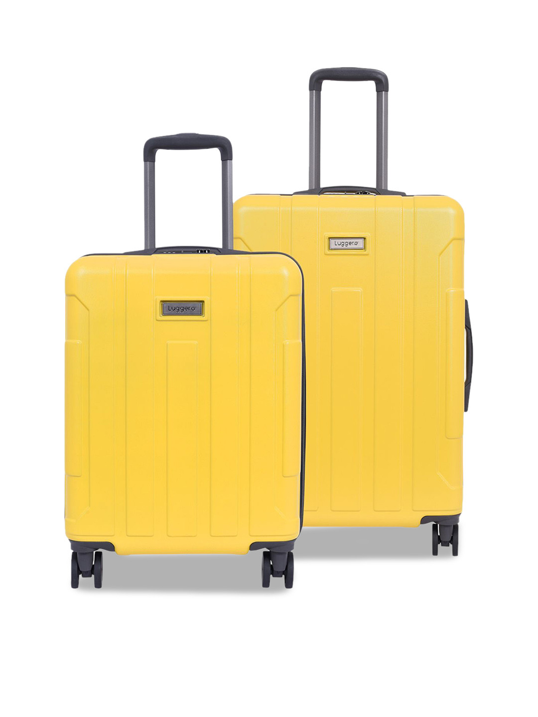 Luggero Set Of 2 Hard Sided Textured Medium & Cabin Trolley Bags