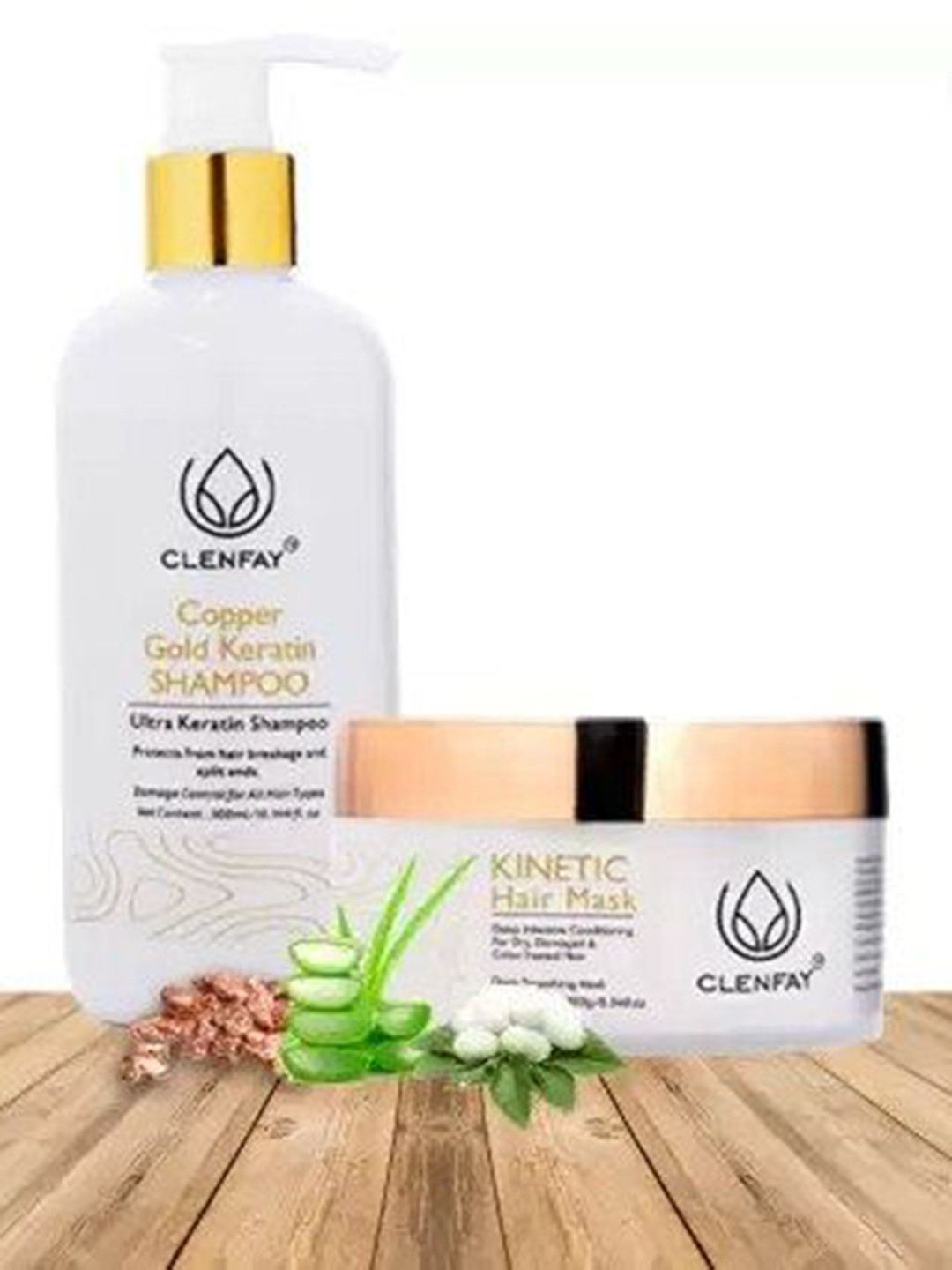 clenfay Copper Gold Keratin Shampoo & Kinetic Hair Mask Hair Care Combo - 480g
