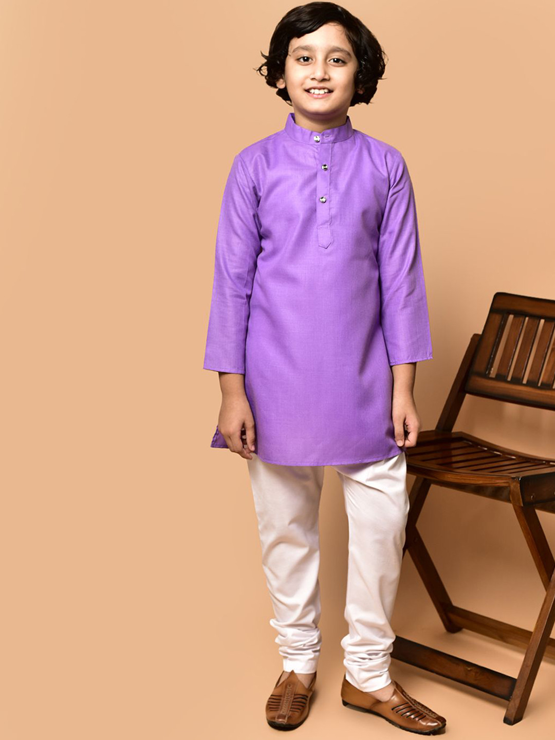 PRINTCULTR Boys Band Collar Cotton Straight Kurta