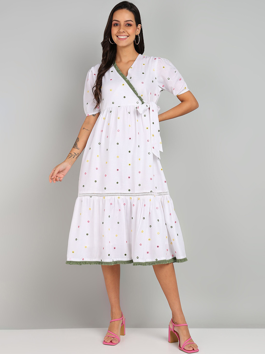 Shiv ali apparels Embroidered Mirror Work Detail Fit & Flare Dress