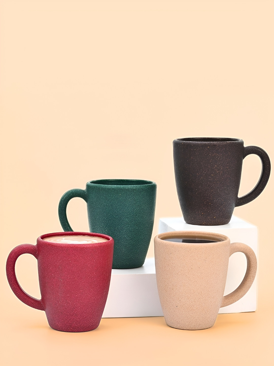 eha Green Biocomposite Handmade 4 Piece Mugs-300ml
