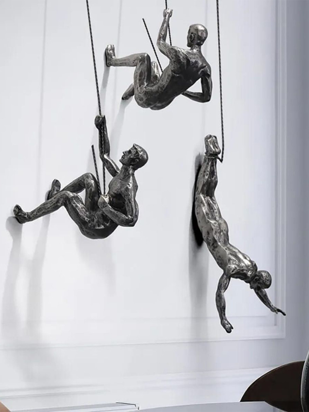 ArteCasa Man Accent Silver Resin Natural Living Room Set of 3 Medium Showpieces - 11 Inches