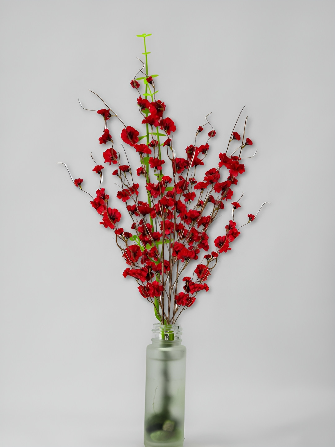 ARTSY Red & Green Non-Hanging Sunflower Artificial Flower Without Pot
