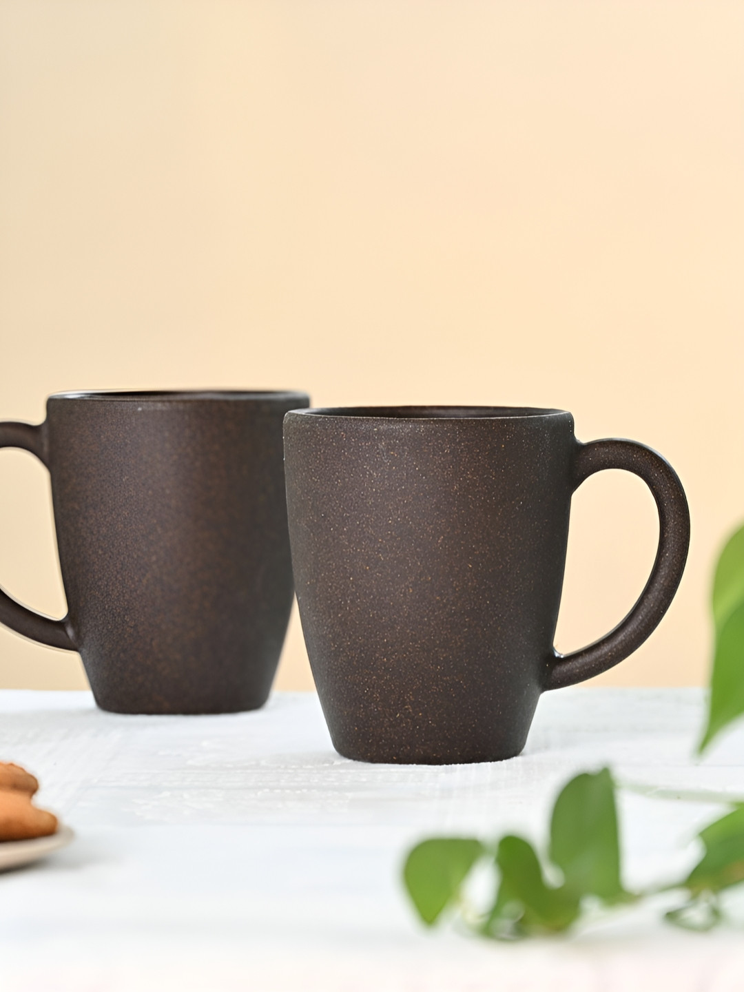 eha Brown Biocomposite Handmade 2 Piece Mugs-300ml