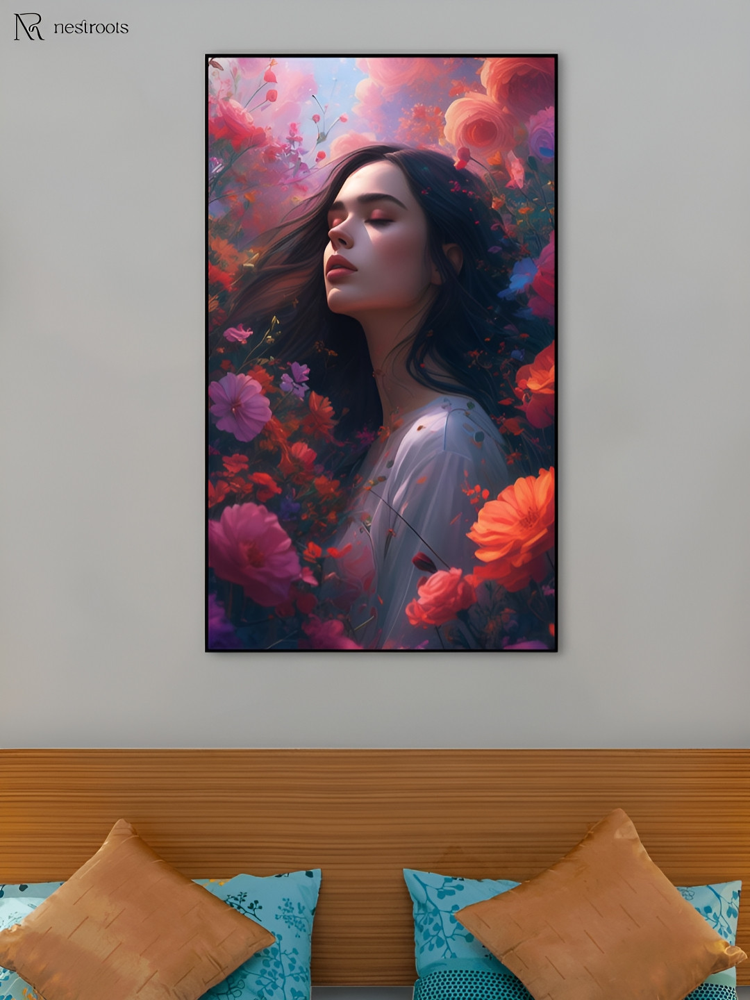 nestroots Flower Canvas Wall Living Room Rectangle Paintings Wall Art -36.22 x 24.02In