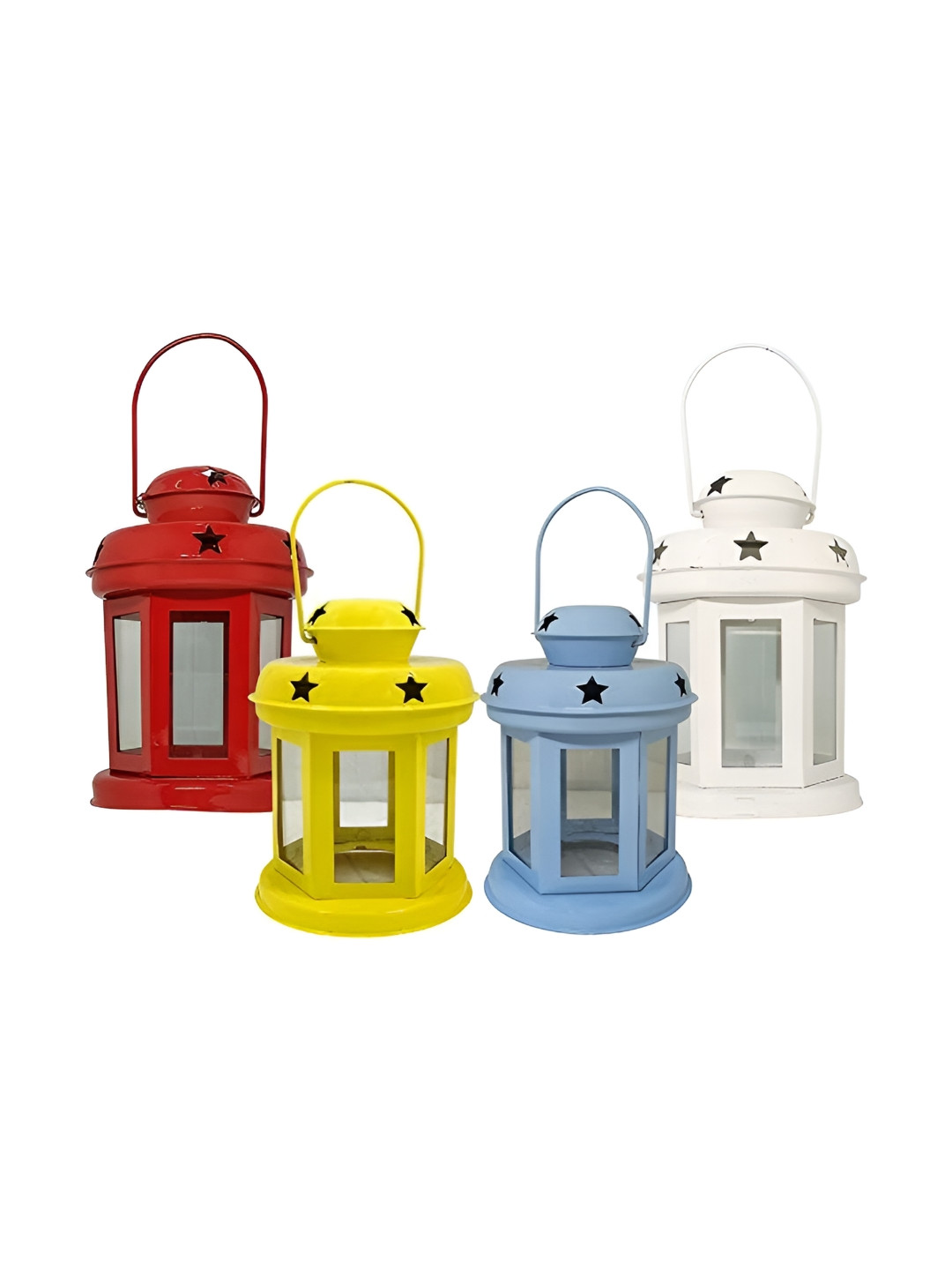 Extreme Karigari Red & Yellow 4 Pieces Hanging Lantern Decorative Candle Holder