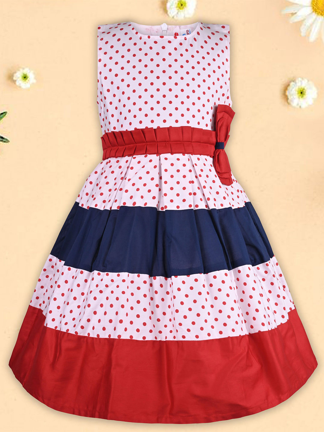Wish Karo Polka Dot cotton Print Fit & Flare Dress