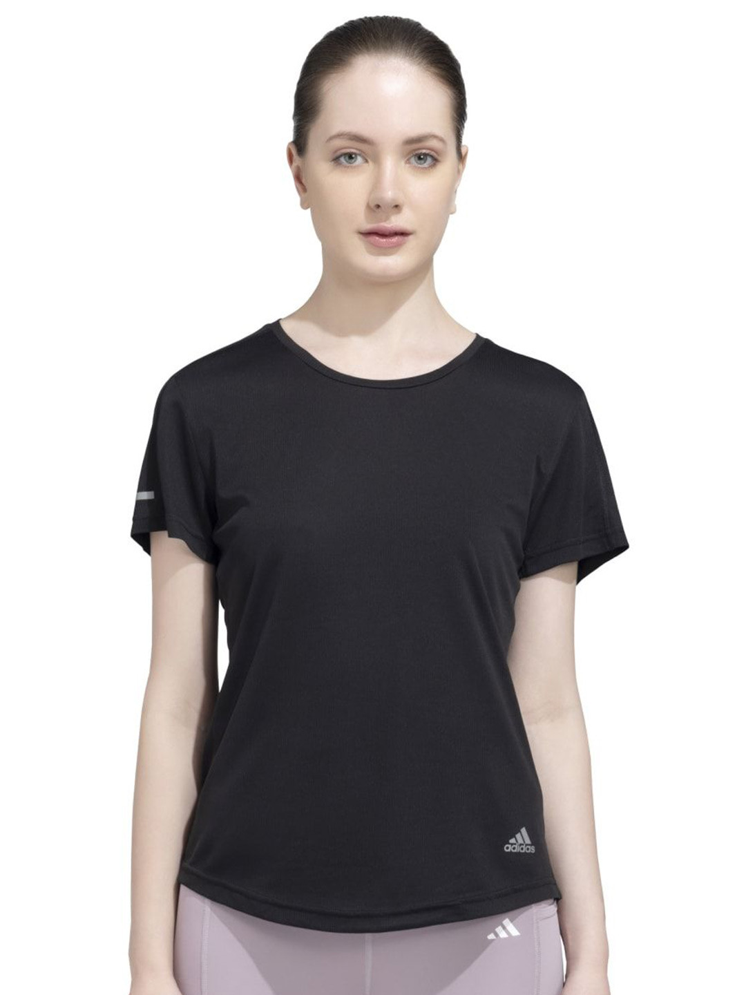 ADIDAS Women Solid Round Neck T-shirt