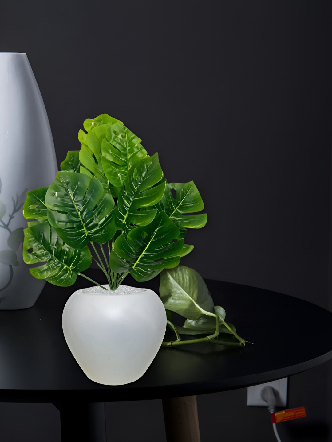 ARTSY Green & White Non-Hanging Monstera Deliciosa Artificial Plant With Pot