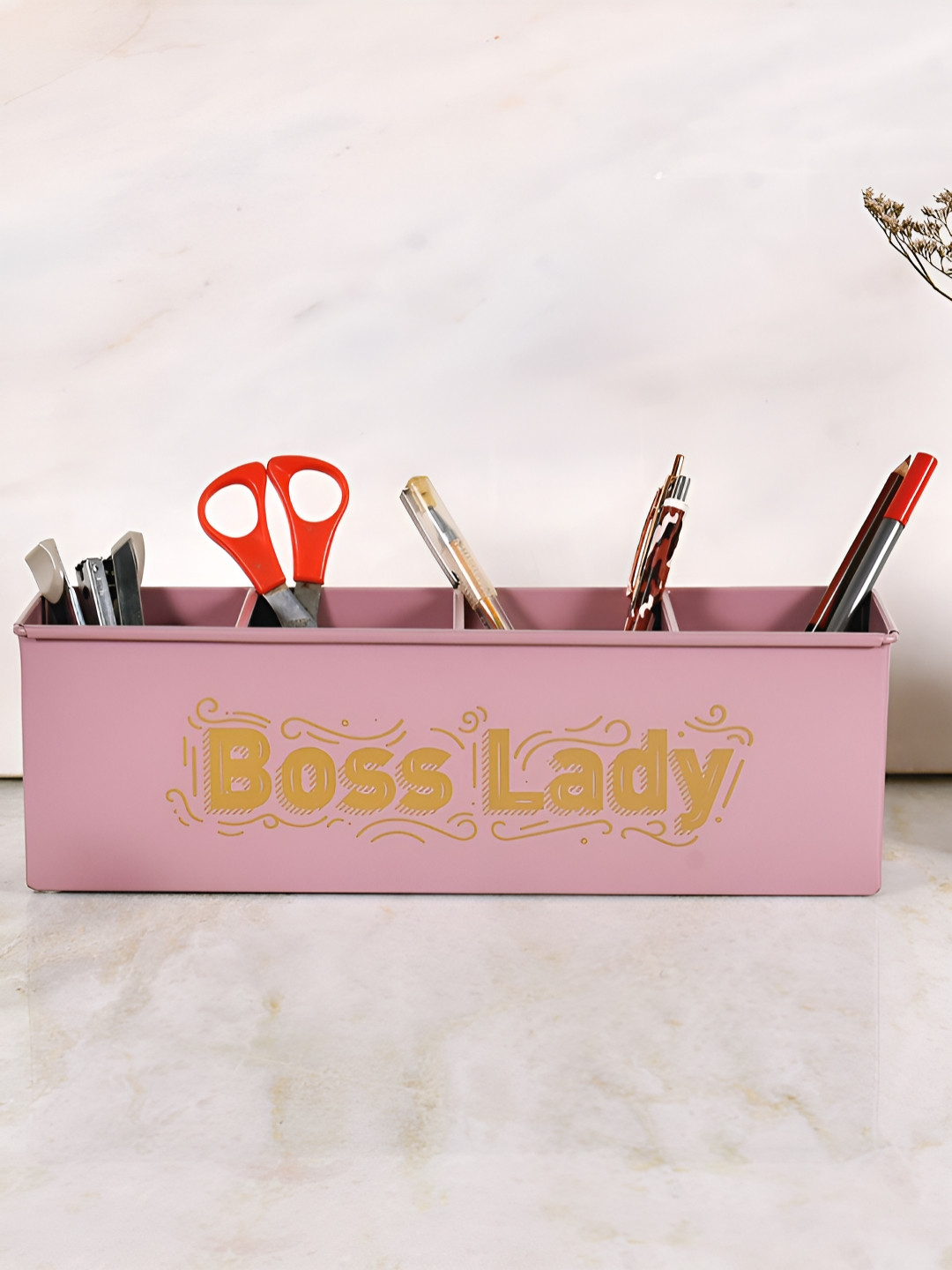 Living With Elan Mauve Typography Printed Multifunctional Desk Organisers