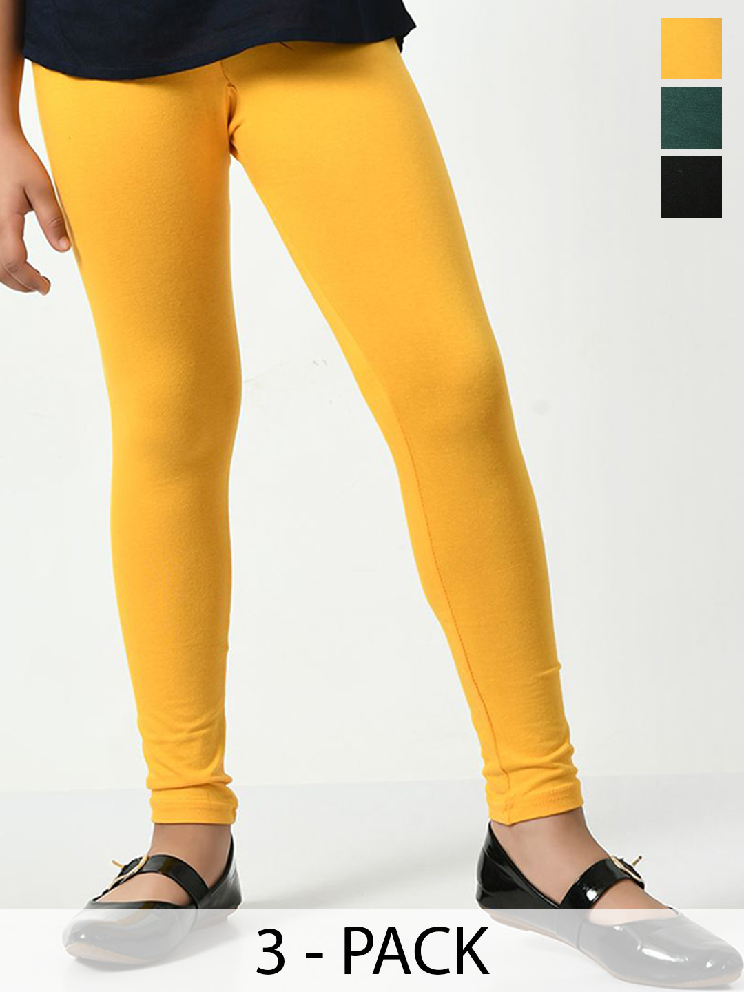 KAYU Pack Of 3 Girls Ankle Length Lenggings