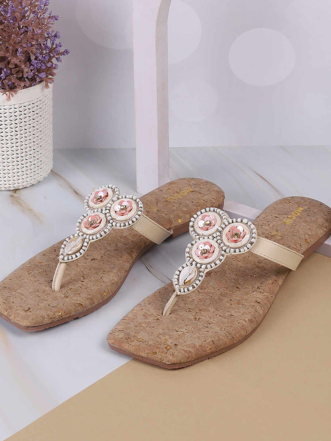 Mochi Women Open Toe Slip-On Flats