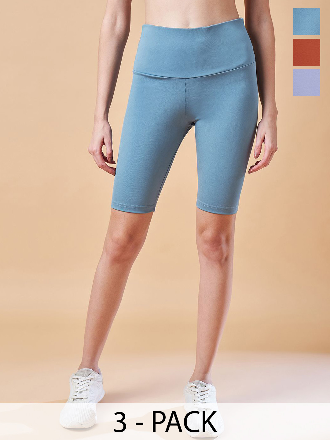 COLOR CAPITAL Pack Of 3 High-Waisted Short Women Gym Tights