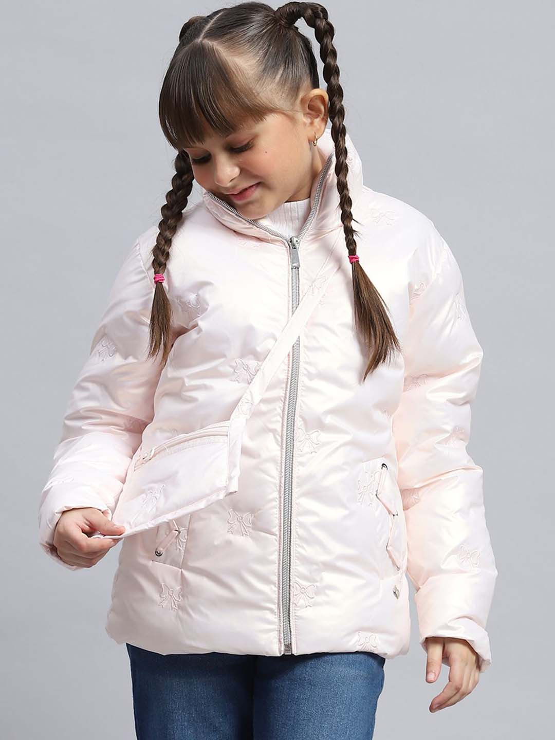 Monte Carlo Girls Mock Collar Conversational Printed Nylon Casual Padded Jacket