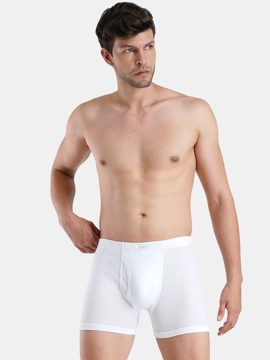 French Connection Men Solid Mid Rise Trunks OXFORDWHITES-WHITE