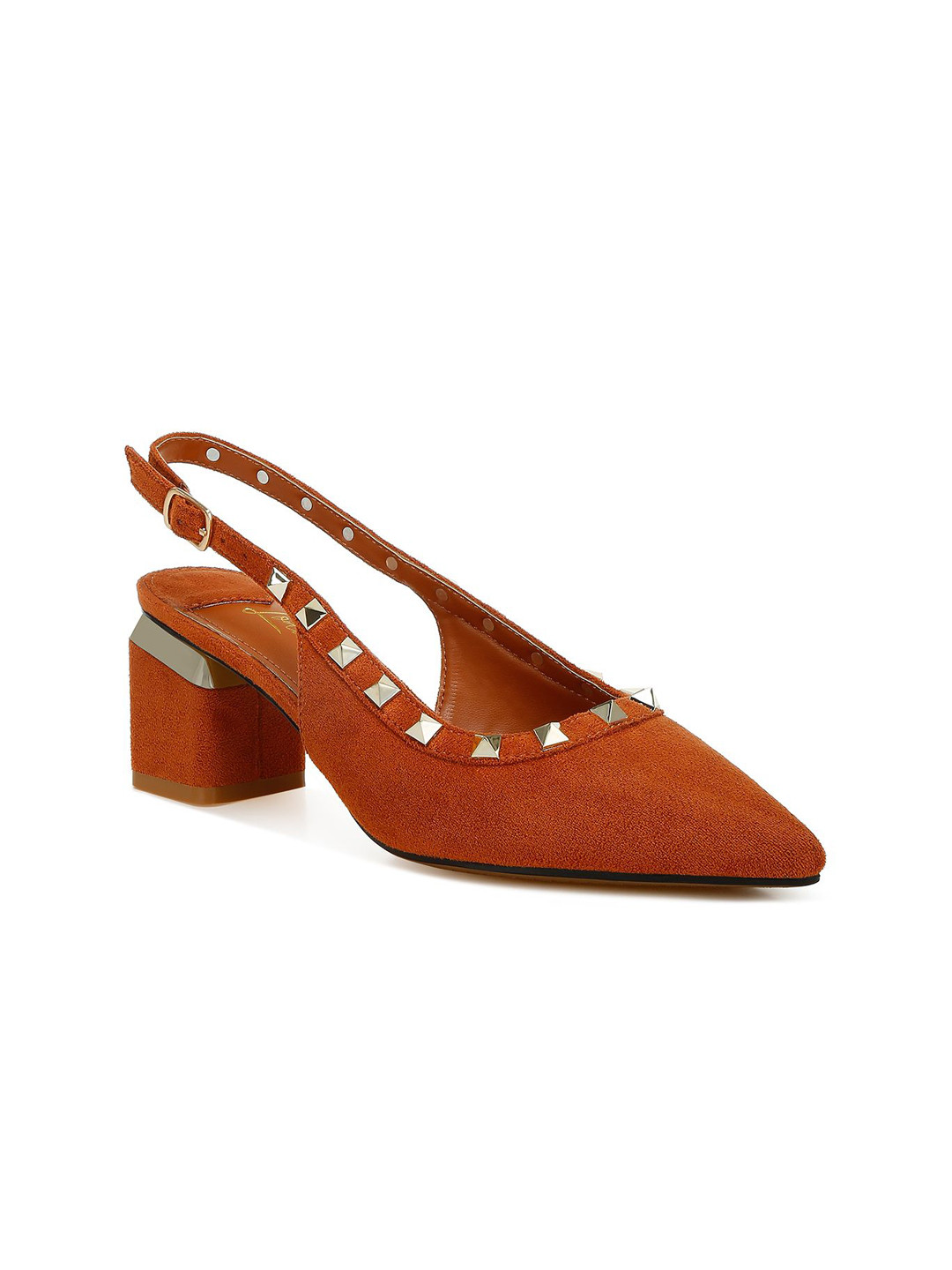 London Rag Women Slingback Pointed Toe Block Heels