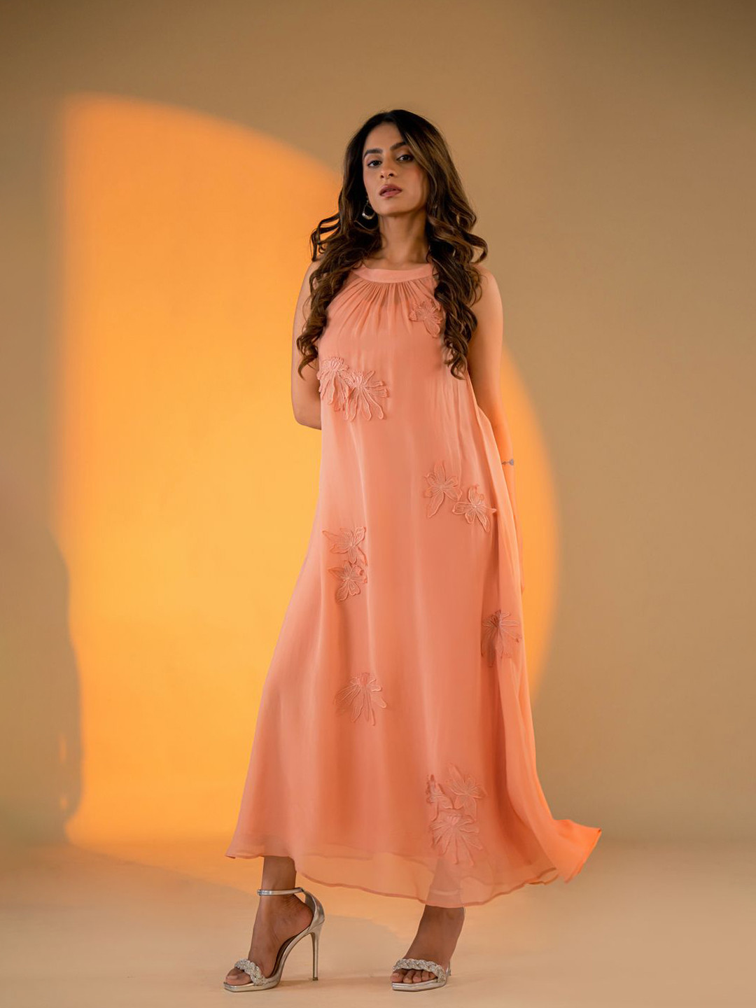 AMROOD Women A-LineHalter Neck Maxi Dress