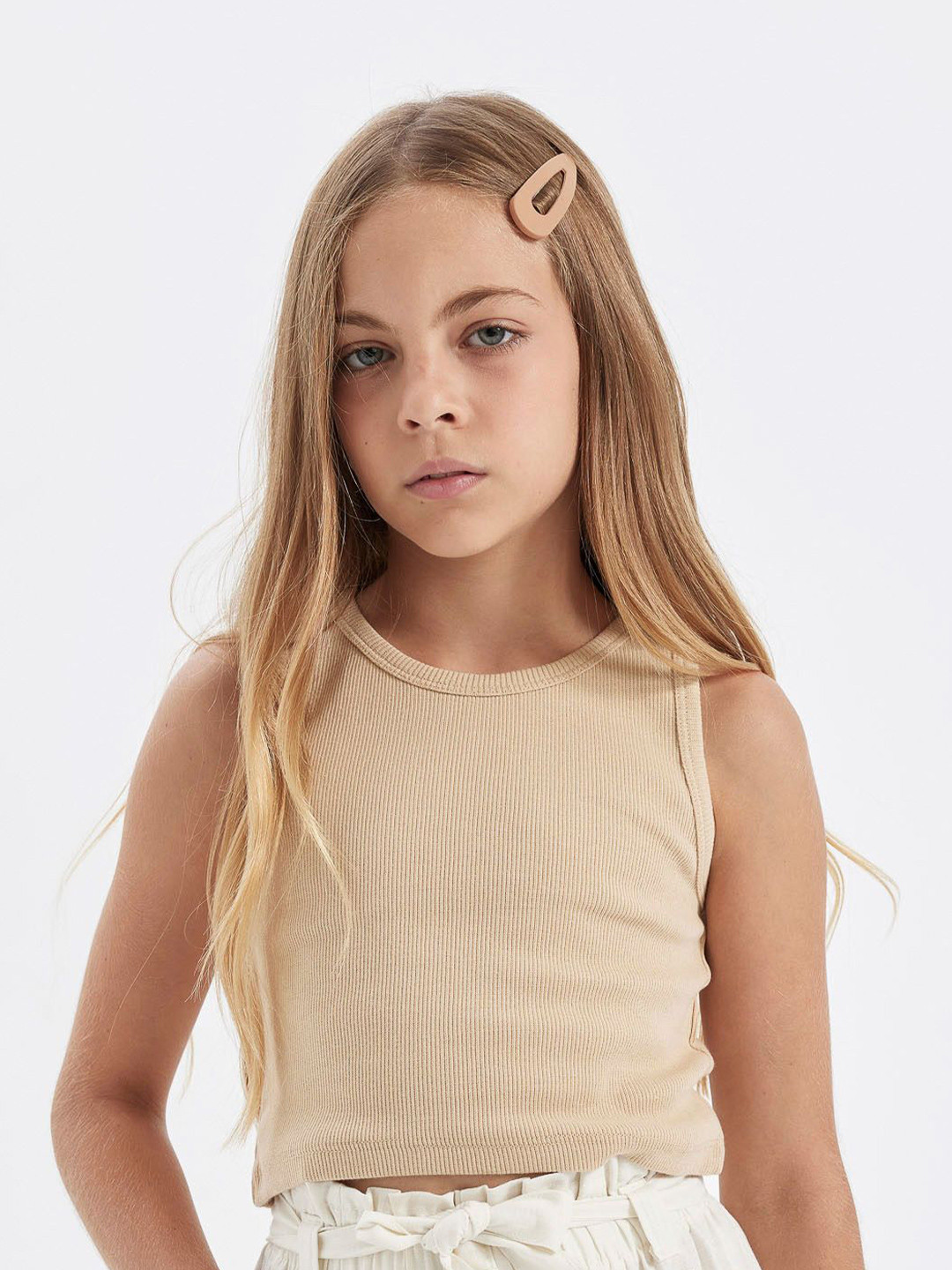 DeFacto Girls Cotton Round Neck Crop Top