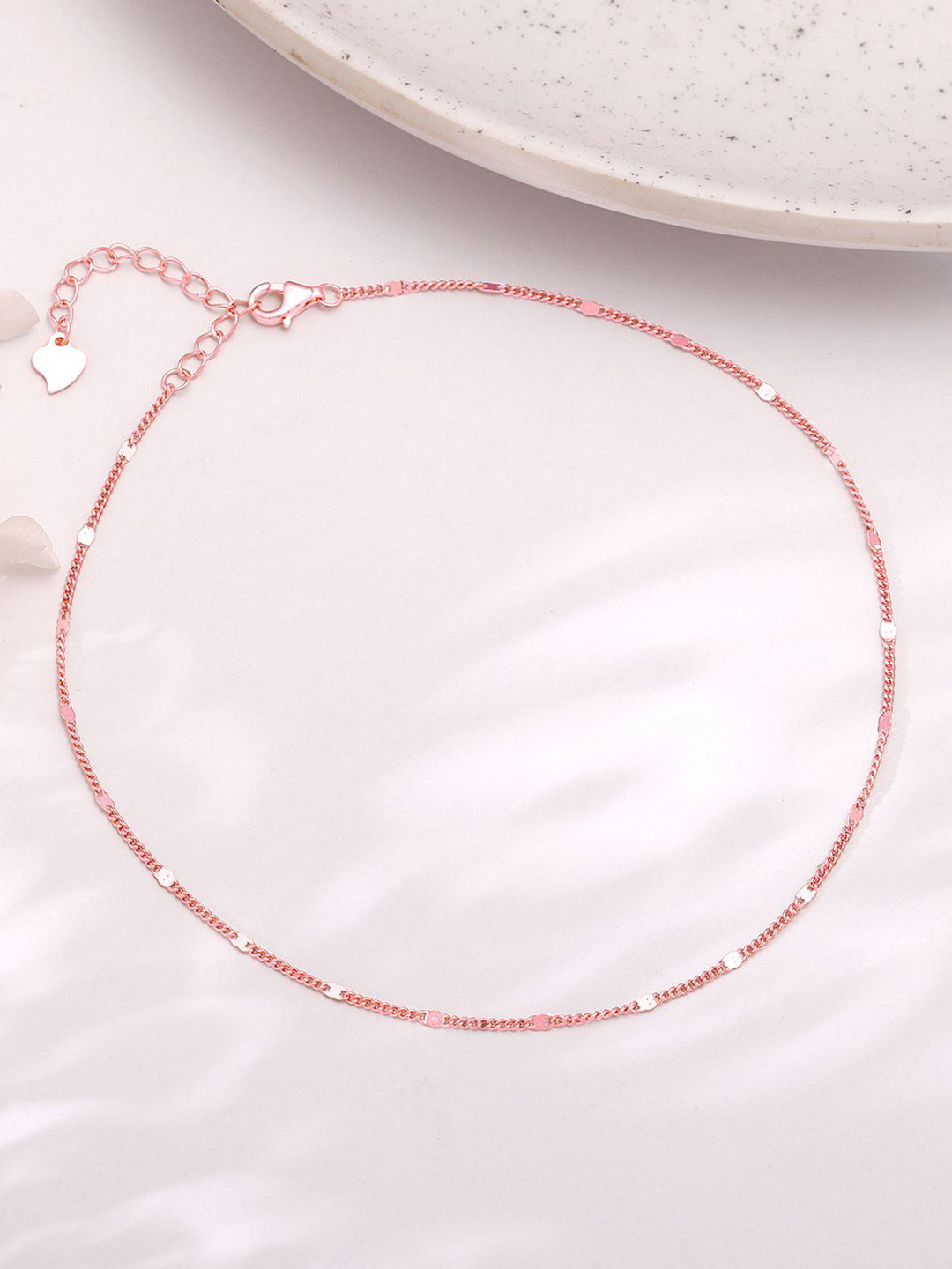 GIVA 925 Sterling Silver Rose Gold-Plated Express Affection Single Anklet