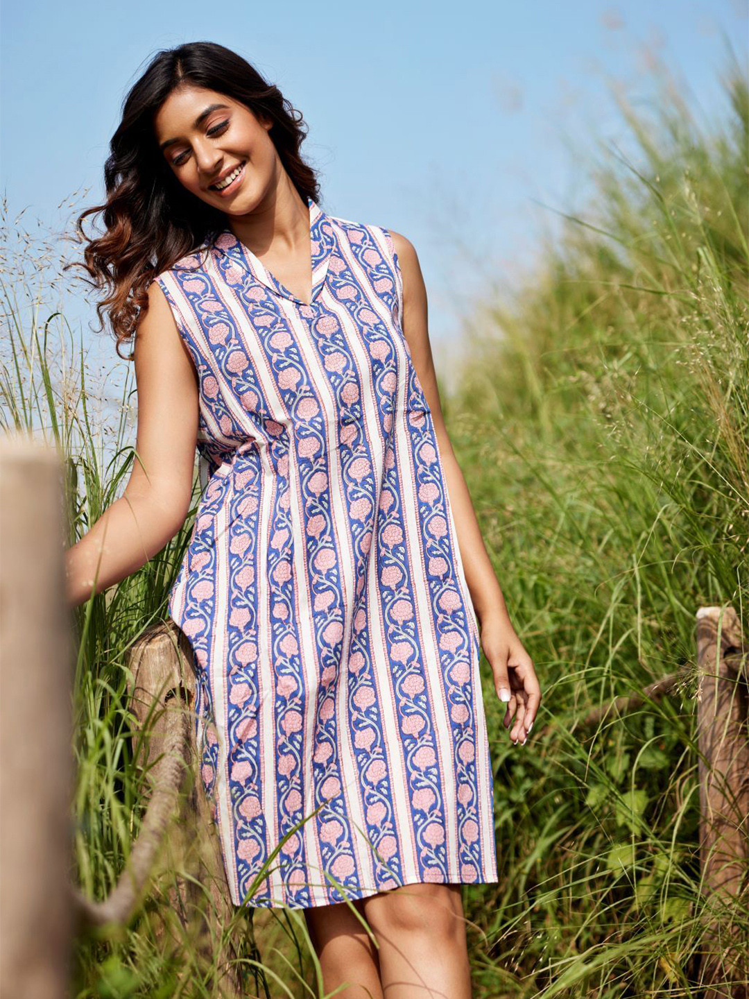 JAIPURRANG Ethnic Motif A-Line Dress