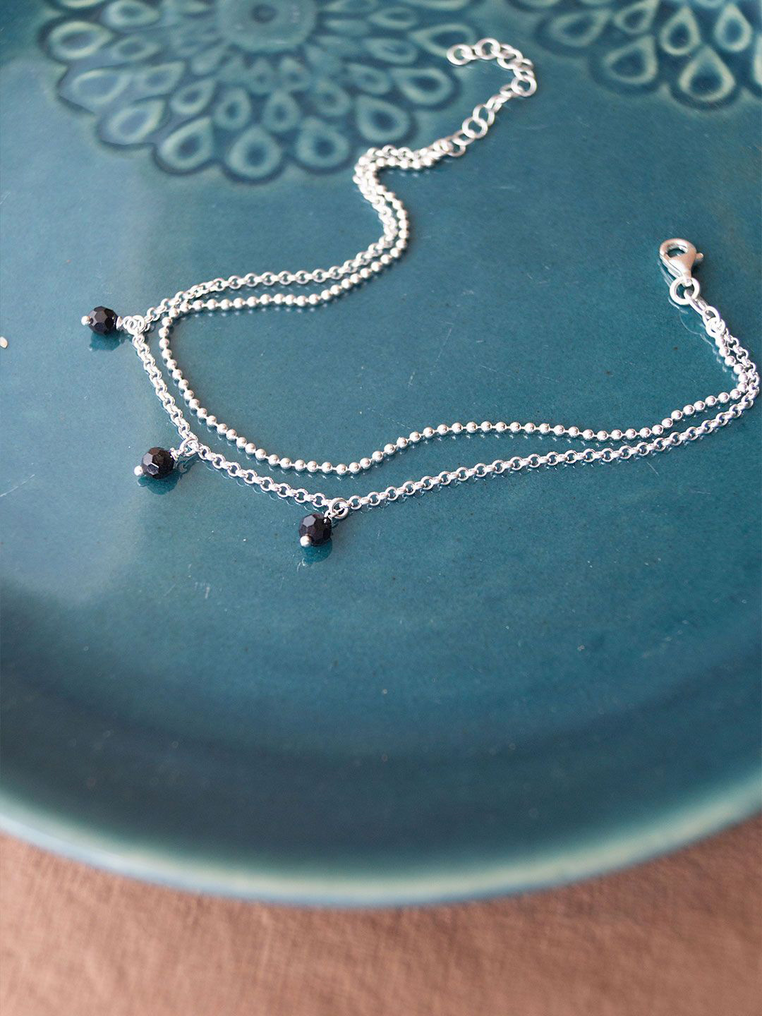 MANNASH Rhodium-Plated Sterling Silver Anklet