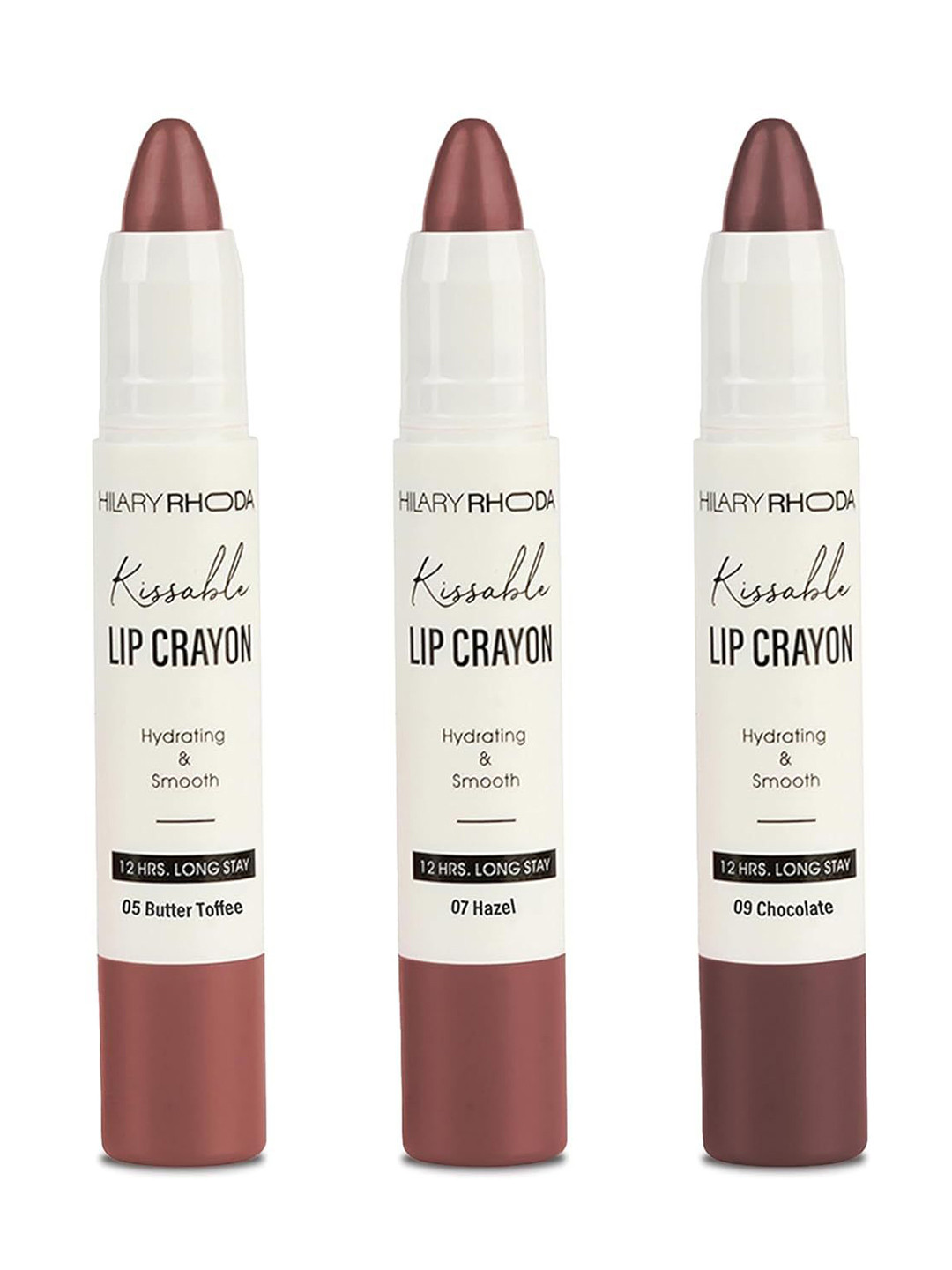 Hilary Rhoda Set Of 3 Kissable Matte Lip Crayon-Butter Coffee, Hazel & Chocolate