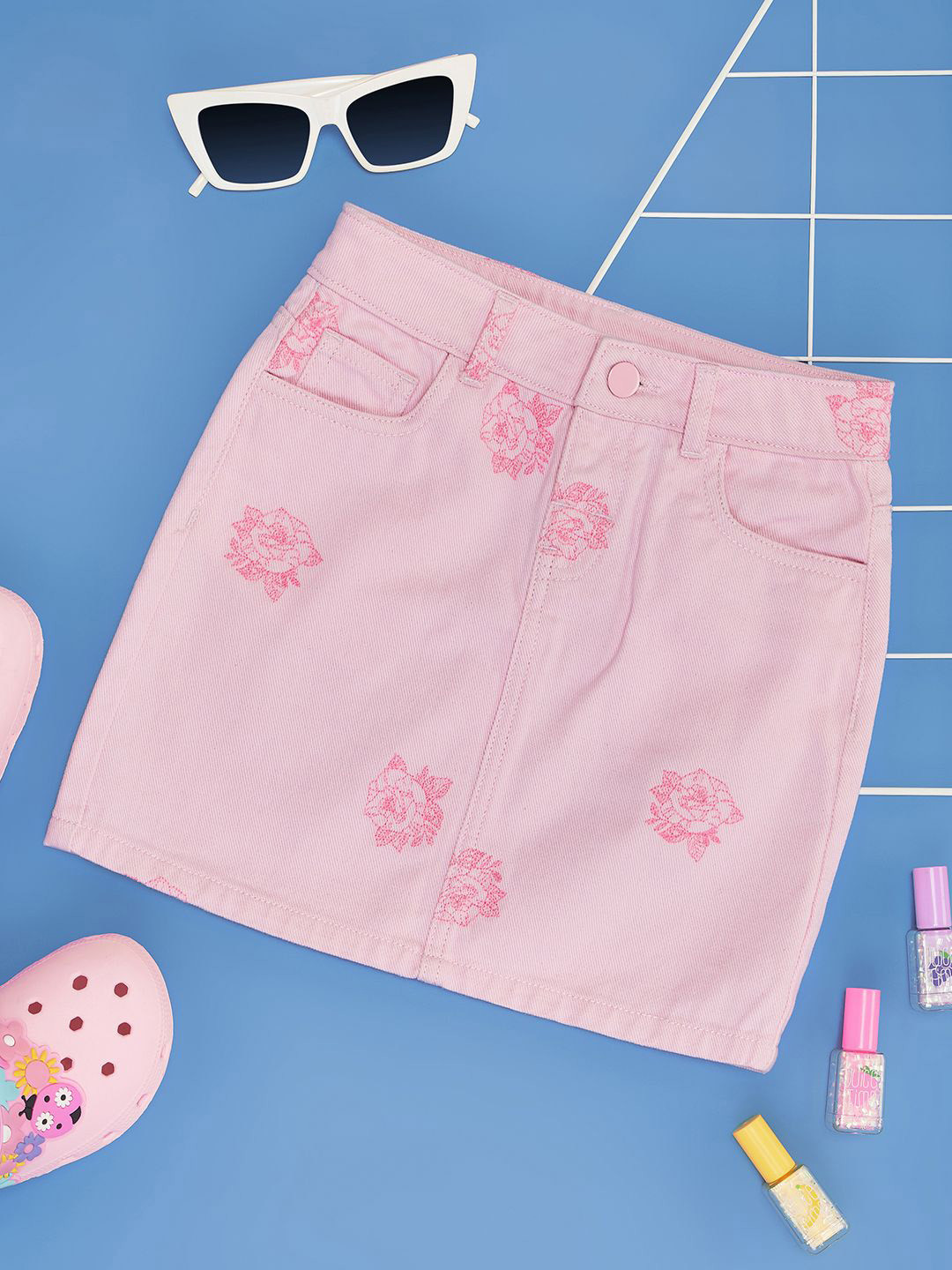 Pantaloons Junior Girls Printed Pure Cotton Pencil Mini Skirt