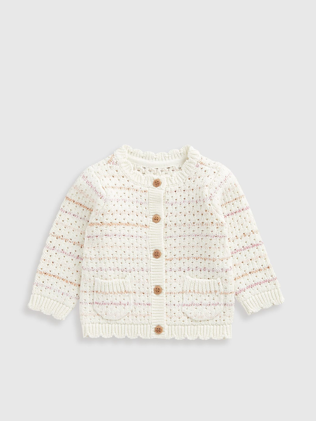 mothercare Girls Striped Cotton Cardigan Sweater