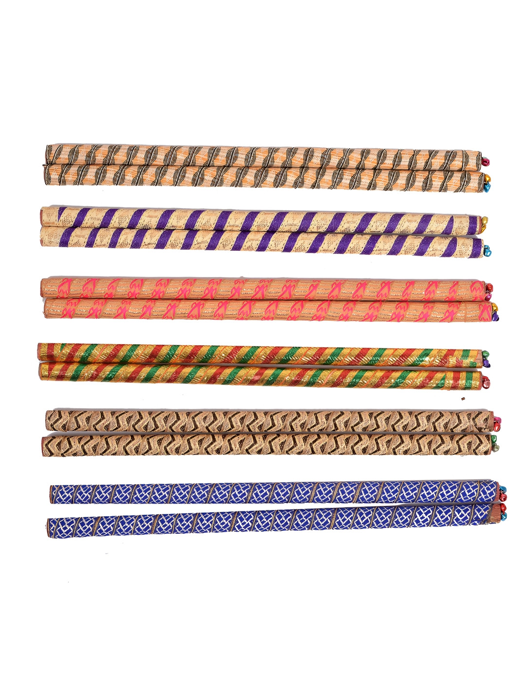 BAISA 6-Pair Blue & Green Laced Dandiya Sticks