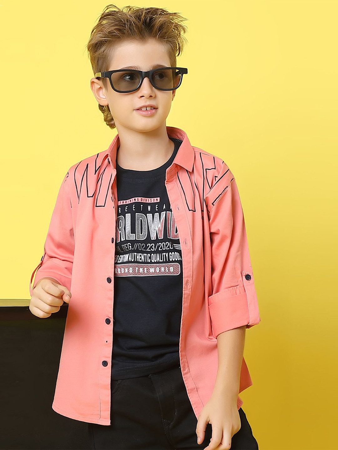 MashUp Boys Classic Typography Printed Cotton Formal Shirt