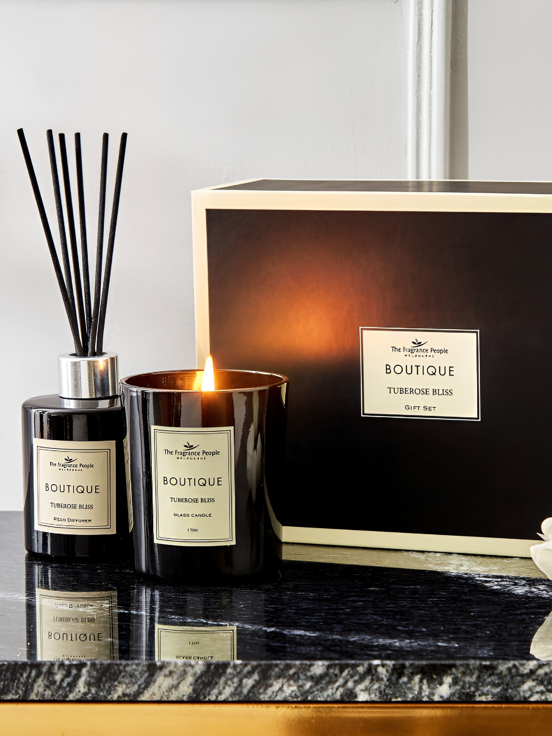 Home Centre Black Glass Boutique Tuberose Bliss Fragrance Gift Set