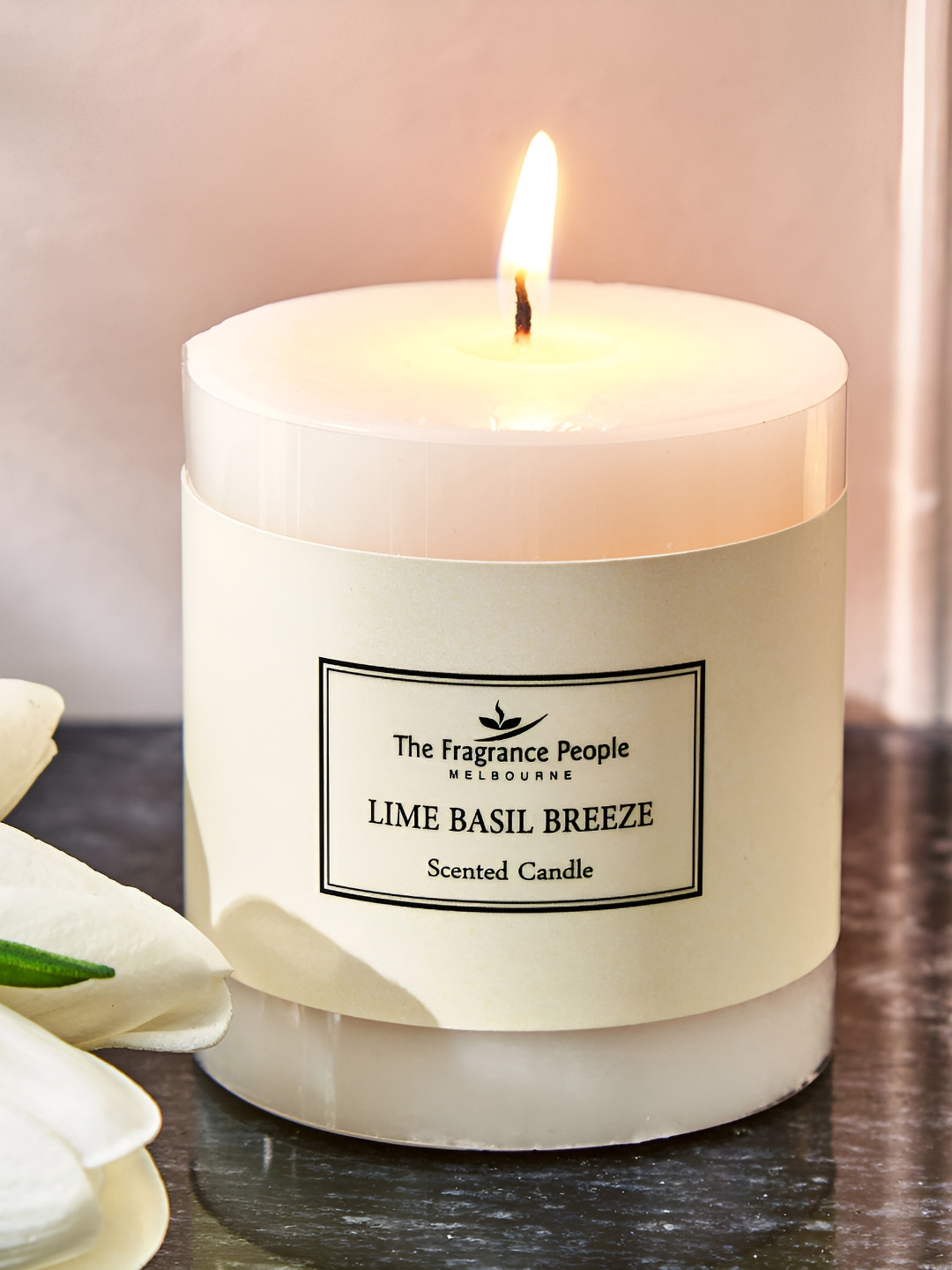 Home Centre Boutique 1 Wick Lime Basil Breeze Solid Geometric Regular Pillar Candles