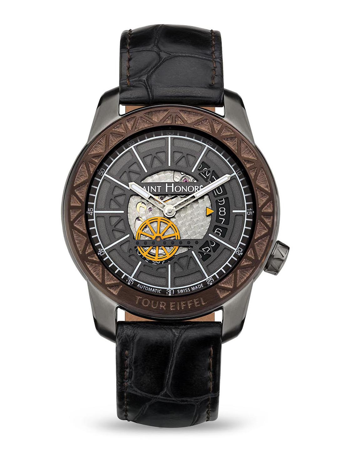 SAINT HONORE PARIS Men Tour Eiffel Quartz Black Round watch - H-SH-TE873040-77GNEF