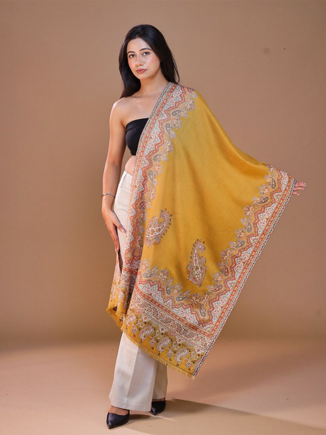 SWI Stylish Women Woven Design Wool Stole