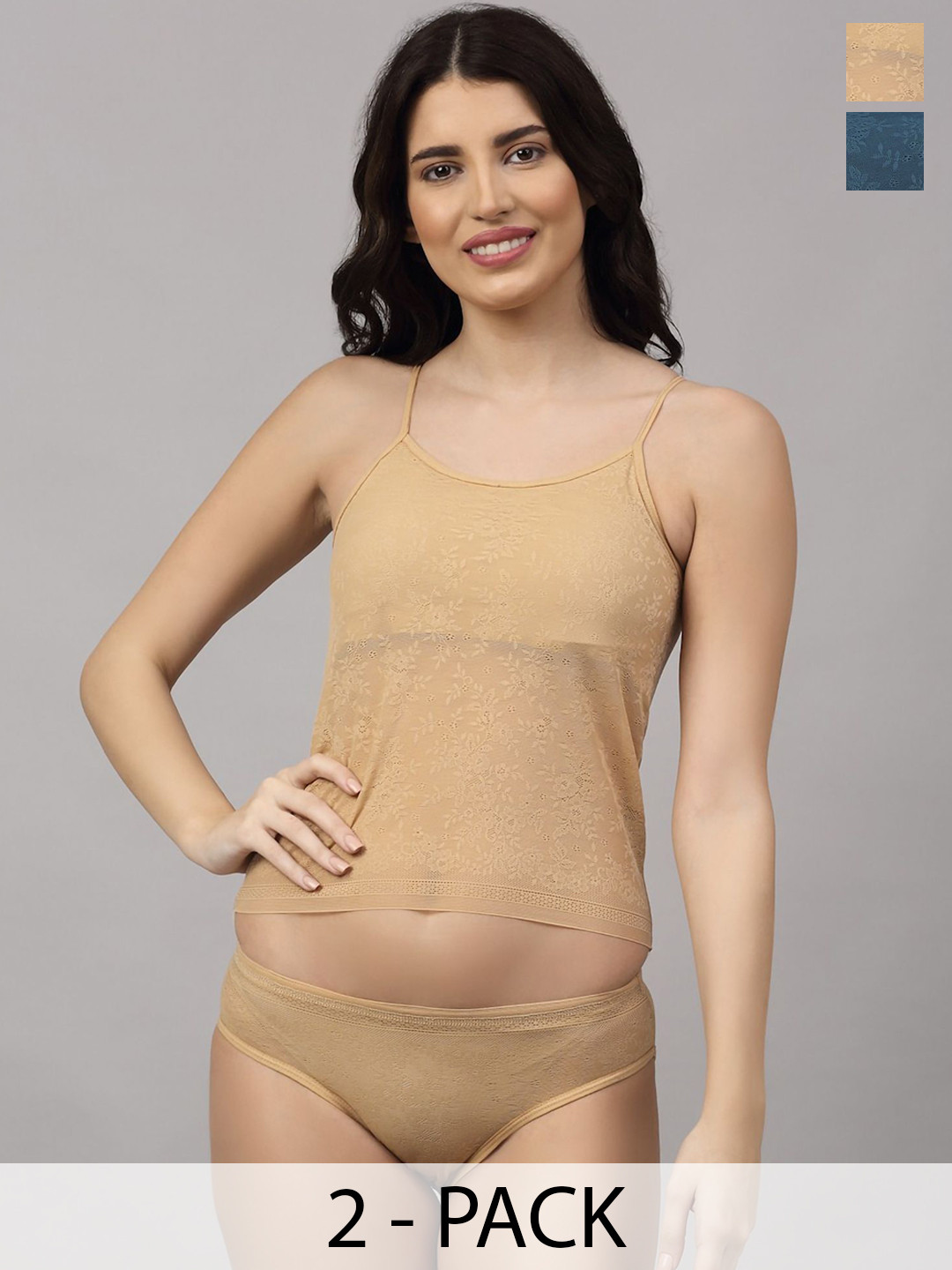 AROUSY Pack Of 2 Self-Design Shoulder Straps Lingerie Set B_June-Set2